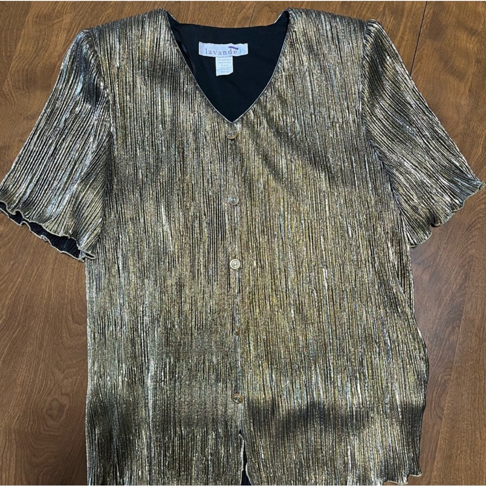 NWOT Gold and Black Blouse, Size M